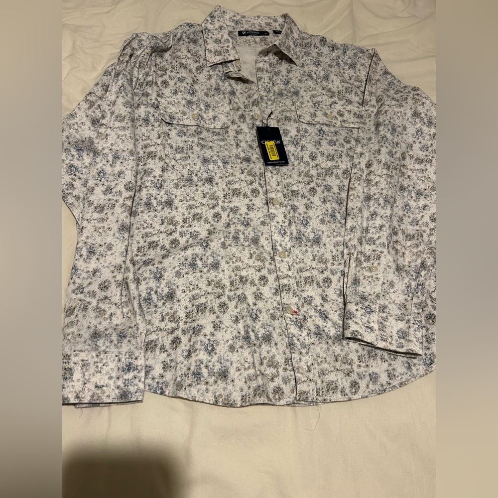 Daniel Cremieux Floral Dress Shirt - Blue and White